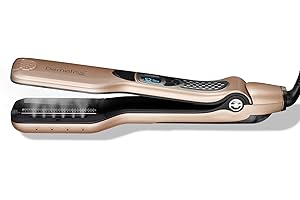 Demeliss SAINT ALGUE Lisseur Vapeur TITANIUM - Plaques Titane - Vapeur Ultra Puissante - Réservoir XL 40ml Intégré - Peigne Amovible - Lissage Tous Types de Cheveux - 5 Températures - Professionnel