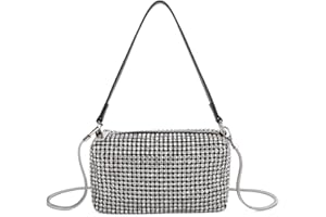 BRIJAY Pochette Diamante Donna Cerimonia festa da Sera Cerimonia Clutch Strass Elegante Pochette a Catena Per Cocktail Festa,Argento