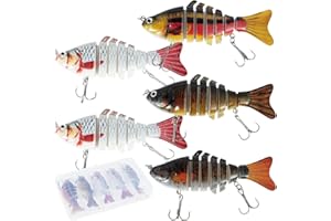 FORIBYW 5Pcs Sea Fishing Lures Fresh Water and Salt Fishing Tackle Perch Trout Multi Jointed Swimbaits Slow Sinking Bionic Swimming Lure for Pike Bass Perch Trout