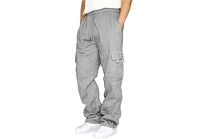 Halfword Mens Loose Fleece Cargo Trousers Casual Gym Jogging Bottoms Lightweight Joggers Sweatpants