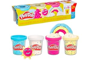 Play-Doh Confetti Pack, Giocattoli di Fantasia con Barattoli Colorati, Giochi per Bambini e Bambini dai 2 Anni in su, Contiene 4 Vasetti da 85 g, Azzurro, Bianco, Rosa, Giallo