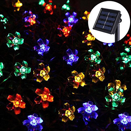 uping® Solar Luz Cadena 50 LED flores para fiestas, Jardín, Navidad, Halloween, bodas, iluminación decorativa en interiores y exteriores etc. resistente al agua 7 m multicolor