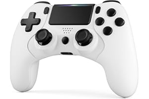 CHEREEKI Wireless Controller für PS4, Game Controller Kompatibel mit PS-4/Pro/Slim Gamepad mit Turbo, Dual Vibration, 6-Achsen Gyro Sensor, Touchpanel, Weiß