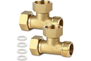 TOOLKNIGHT Lot de 2 raccords en T en laiton - Raccord en T G 1/2" en laiton - 1/2" IGxIGxAG - Raccord en T DN15 à 3 voies - Convient pour climatisation, système de refroidissement, sanitaire