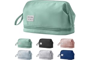 MAYOII Makeup Bag with Compartments Travel Makeup Bags Large Makeup Bag Wide-Open Zipper Pouch Waterproof Toiletry Bags for Women Ladies (Green, One Size)