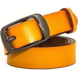 ESPOFY Cintura da donna Cintura in vera pelle con fibbia in lega a bottone singolo Rosso Nero Marrone