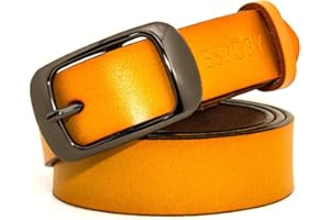 ESPOFY Ceinture pour femmes Ceinture en cuir véritable avec boucle en alliage à une broche rouge noir marron