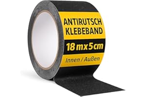 notlok Safety Work - Antirutsch Klebeband [ 18M x 5cm ] Schwarz | Griptape für den Innen- und Außenbereich | Grip Tape, Anti Rutsch Streifen, Antirutschstreifen Treppe, Treppenstufen Antirutsch