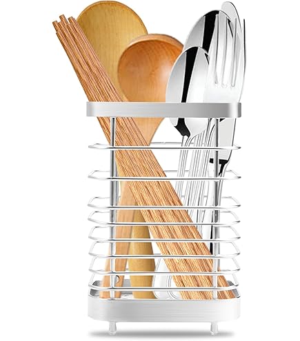 Portautensili Da Cucina In Acciaio Inox - Cestino Posate 10,5x10x7,5cm, Con Fori Scarico - Foto 5