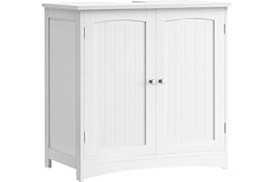 VASAGLE Mobile Sottolavabo per Bagno, Mobiletto da Bagno, Mobile Sottolavandino con 2 Ante, Ripiano Regolabile, Capiente, Stile Moderno, 40 x 70 x 70 cm, Bianco Nuvola BBC011W01