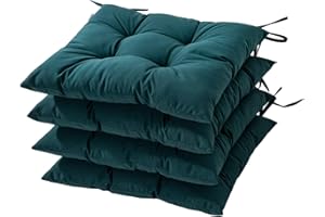 HAMO Garden Chair Cushions Outdoors Seat Pads, Set of 4, 45x50 cm, 18x20 inches (Dark Green)