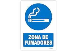 Seribas Señal Zona de Fumadores, Cartel de PVC 0,7 mm A4 21 x 30 cm Tinta y Material Resistente Interiores y Exteriores