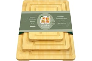MARELUXE Natural%100 Organic Bamboo Chopping Board Set 3 in 1, Wooden Chopping Boards, Bamboo Cutting Board for for Kitchen, Chopping Boards, Cheese Board, Chopping Boards for Kitchens, Kitchen Accessories