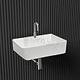 NEROBI Designer Ceramic Table Top Wash Basin For Bathroom | Wall Hung Washbasin | Wall Mounted Bathroom Sink | Wash Basin For Restaurant, Hotel (16 x 12 x 5 Inch)