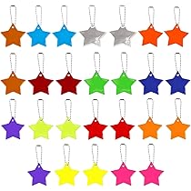 GOTDYBST - Lot De 36 Pendentifs Réfléchissants étoiles - 6 Couleurs - Pour Sacs, Vêtements, Vélos - Sécurité Enfants Et Adultes