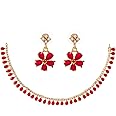 Zeneme Jewellery Set Gold Plated American Diamond Necklace Set with Earrings Jewellery for Women & Girls