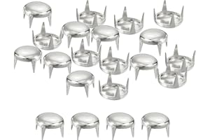 QUARKZMAN 160 Piezas de Remaches Redondos Plateados, Tachuelas de Espiga de Latón de 8mm, Puntos de Punk Rock, Cuentas de Garra para Ropa, Cinturón, Bolso, Zapatos, Pulsera