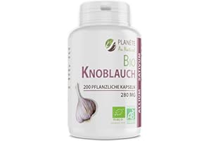 PLANÈTE AU NATUREL Knoblauch Kapseln Bio – 280 mg – 200 Stück | Hochwertig, Pflanzlich & Vorratspackung