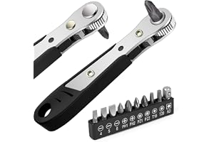 OSDUE Mini Carraca Reversibel Spärrskruvmejsel och 10 Tips 110 mm Magnetisk Phillips-skruvmejsel, för Bil- och Hushållsreparation