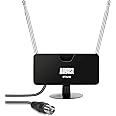 TV Antenna Indoor - August DTA230 - DAB Radio and Freeview HD DVB-T2 on Portable TV/USB Tuner / 4K / Freeview Box - Integrated Suction Mount Twin Telescopic Aerials and Coaxial 2-meter Cable - Black