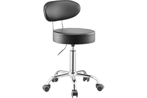 VEVOR Verkstadspall med ryggstöd, pneumatisk garagestol, arbetspall (136 kg), höjdjusterbar (74–90 cm) 360° vridbar vadderad