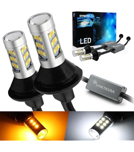 2X 7443 7444 LED Turn Signal Switchback 3000K White/Amber DRL