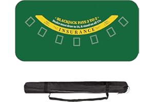 YUZPKRSI Profi Pokermatte 180 x 90cm, Texas Hold'em Pokerteppiche, Deluxe Poker Tischunterlage, Pokertischauflage Blackjack Matte, inkl Tragetasche für echtes Casino-Feeling (Grün Blackjack-180x90cm)