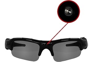 Eaxus® Lunettes vidéo d'action/lunettes espion/lunettes caméra. Caméra d'action avec lunettes de soleil - mini caméra et microphone. Caméra vidéo cachée, caméra de sécurité VGA caméscope