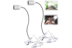 VAILEAL 2 Stück Klemmleuchte: LED-Lampenfassung E27, Klemmlampe mit Schwanenhals und Schalter, Klemmlampe 360° Einstellbar Flexiblem Schwanenhals für Lesen Innen Beleuchtung, Bett Nachtlesen