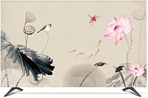 NANKAN 28 Bis 80 Zoll Hülle Bezug für Fernsehen Schutzhülle für LCD, LED TV Displayschutzfolie Universal Innen Helles Ölgemälde Muster Staubschutz Polyester TV-Abdeckung (Color : Bird, Size : 58in)