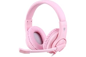 BlueFire Gaming Headset Kids with Microphone, 3.5mm Wired Comfortable Bass Stereo Volume Control for PS4/Xbox One/Xbox One S/Xbox One X/Nintendo Switch/PS4 Slim/ S4 Pro/PC/Computer/Phones (Pink)