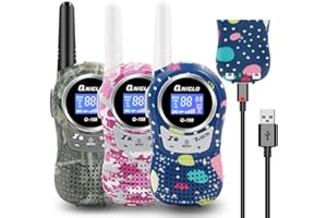 QNIGLO Q168Plus Talkie Walkie Rechargeable Camouflage, Mains Libres VOX Activé par Voixà 8 Canaux,Longue PortÉE de 2-5Km,Équipement de Jeu d'espion,Cadeaux pour Famille et Enfants(3Couleur)