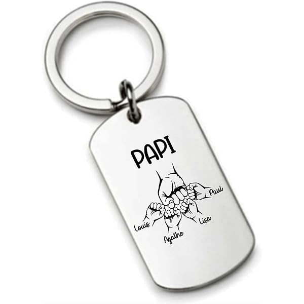 Porte-clés Personnalisé "Papy" - Acier Inoxydable, Gravure Laser - Cadeau Fête Des Grands-Pères, Anniversaire, Noël