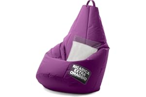 Avalon - Nuovo Pouf Poltrona Sacco Grande L Pera Jive, Puffo per Sedersi Ergonomico, Pouf a Sacco in Tessuto Antistrappo e Impermeabile, Poltrona a Sacco Moderna, Made in Italy(70x130cm-Viola)