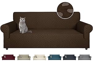 CHELZEN Latest Water Repellent Sofa Covers 3 Seater Super Stretch Couch Cover for Dogs Pets Non-Slip Sofa Slipcover Furniture Protector for Living Room (Coffee, 3 Seater)