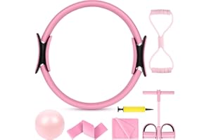 AOOSA Pilates Ring Set, 15'' Premium Magic Circle with Dual Padded Handles, 4 PCS/6 PCS Pilates Equipment Perfect for Yoga, Core Training, Physical Therapy and Toning Thighs, Abs and Legs