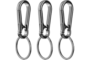Coicok 3 Pièces Mousqueton Porte Clé en Métal, Porte Clef Mousqueton, Petit Mousqueton Porte Clé Amovible Mousqueton Fixation Porte Clés pour Clé de Voiture, Sacs à Dos, Camping, Voyages (Gris-Noir)