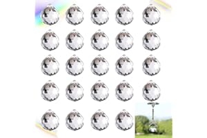 WENRERO 24 Pezzi Sfera Arcobaleno Cristallo 20MM Prisma Sfera di Cristallo Chiaro Sfera di Cristallo Trasparente Tagliata per Finestre Giardini Uffici Automobili Decorazioni per la Casa e Fai da Te