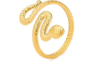 kkjoy Anello da Dito Avvolgente a Serpente per Donna Uomo in Acciaio Inossidabile Rocker Punk Gotico Vintage Regolabile Aperto Anelli da Dito per Cocktail Party Halloween