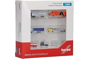 herpa Akcesoria do ciężarówek i vanów Zestaw akcesoriów lotniskowych w skali 1:500, ciężarówki i modele, akcesoria do modelarstwa kolejowego, miniaturowy model, plastik