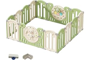 Gcarebb Box Bambini, Box Bambini, Recinto per Bambini con Materiali Sicuri, Cancello Di Sicurezza, Forma Regolabile, Tappetino per Giochi, Facile da Piegare, Antiscivolo (12 14 16 Pannelli)