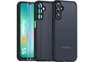 COPIKE Coque Mat pour Samsung Galaxy A26 5G avec Protection Caméra et 2 Pièces Verre Trempé, Étui Arrière Translucide Givrée, Mince Antichoc Anti-Empreintes Digitales Housse, Noir