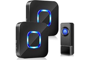 BITIWEND Bezprzewodowy dzwonek do drzwi, zasięg 300 m, 115 dB, IP55, na zewnątrz, wodoszczelny, bezprzewodowy dzwonek do drzwi wejściowych, 58 melodii, 5 poziomów głośności, 2 odbiorniki, radiowy dzwonek do drzwi z wyświetlaczem LED