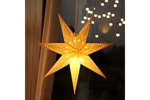SALCAR 75 cm papierowa gwiazda LED do zawieszenia, adwent, podświetlana gwiazda 3D, z ciepłą lampą E14 i białą gwiazdą papierową