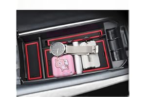 BIXUAN Boîte de rangement compatible avec Mercedes Benz GLC / X253/EQC/Classe C W205 2015-2022 Accoudoir Plateau central Boîte à gants Organisateur avec tapis antidérapant pour console centrale