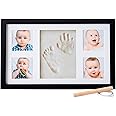 Little Hippo Baby Handprint Kit With Name Letter Stamps | Baby Picture Frame & Non Toxic Clay! Baby Footprint kit, Perfect for Baby Boy Gifts, and Baby Girls Gifts! (Black, Deluxe)