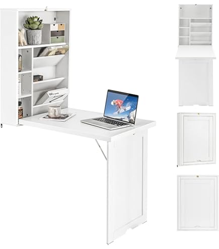 Solide desktop, aan de muur gemonteerde klaptafel, opklapbaar wandbureau, wandbureau Opklapbaar wandgemonteerd bureau voor kleine ruimte, zwevend bureau, opvouwbare wandtafel (afmetingen: 45