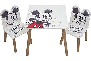 ARDITEX Disney Mickey Mouse Classic Wooden Table & 2 Chairs Set by Nixy Children
