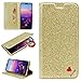 Produktbild Sycode Glitzer Schutzhülle für Huawei P20 Pro,Flip Hülle für Huawei P20 Pro,Luxus Noble Bling Glitter {Be Loved} Herz Entwurf Pu Leder Schutz mit Kartensteckplätzen Standfunktion Ständer Handyhülle Folio Tasche Case Cover für Huawei P20 Pro-Gold