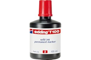 edding T 100 Recharge d'encre marqueurs permanents - rouge - 100 ml - système de compte-gouttes, pour recharger rapidement presque tous les marqueurs permanents edding